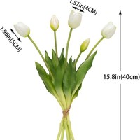 Tulipes artificielles hydratantes au toucher réel, bouquet de fleurs en soie à 5 têtes, tulipes en latex souple pour la décoration de mariage et de table à la maison