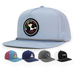 Gorra topi olahraga, tahan air atas keras berlubang pemutar lubang Laser Hydro Snapback Applique - Product Image 1