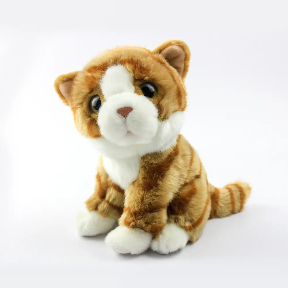 Customized Mini Lifelike Striped Cat Plush Toys Soft Cute Big Eyed Cats Realistic Scottish Fold Animal Stuffed Toy