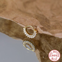 Dropshipping Großhandel S925 Sterlingsilber Nase Blume Huf-Clip-On Piercings Zirkon-Huf Piercing-Ohrring