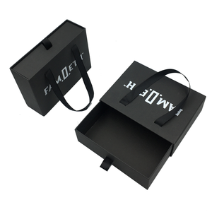 Wholesale Recyclable Custom <b>Black</b> Paper Rigid <b>Gift</b> <b>Boxes</b> with Sliding Drawer Handle Embossed Glossy Lamination for Underwear - Product Image 2