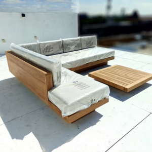 Muebles de Jardín para Patio y Hotel, Sofá de Madera Maciza Moderna, Juego de Sofás de Teca para Exteriores, Sala de Estar, Bar en Casa - Product Image 1