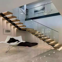 Escalier droit moderne pour intérieur, norme australienne, en métal avec rampe en verre, pour villa, appartement et dimensions personnalisées