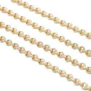 Cadena Rolo Texturizada de Moda |   Cadena de Eslabones Abiertos con Patrón Cuadrado, Chapada en Oro de 14K, para Fabricación de Joyería DIY Unisex |   Venta al por mayor - Product Image 5