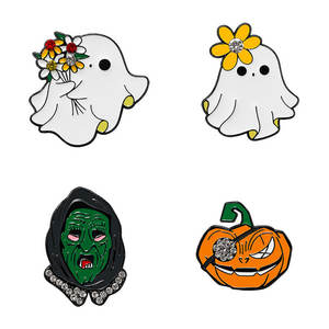 เข็มกลัดโลหะเคลือบแข็งลายฟักทองผีฮาโลวีนแบบดั้งเดิมของ YINI - สีและขนาดตามสั่ง - Product Image 5