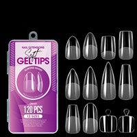 Nouvelles 120 pièces/boîte de faux ongles transparents semi-mats, courts, à couverture complète, ultra-fins, sans couture, en gel souple pour extension