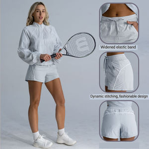 Nouvel Arrivage Ensemble de Sport Femme : Veste Zippée et Short Taille Haute Élastique Coupe Ample pour Filles, Idéal Gym et Course à Pied - Product Image 3