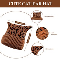 Nouveaux ensembles d'hiver pour femmes, écharpe, bonnet et gants à imprimé léopard, 3 pièces, ensembles de chapeaux, écharpes et gants tactiles en tricot chauds et tendance