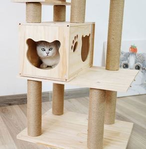 Rascador para Gatos Grande y Moderno, de MDF Beige, con Lana y Embalaje de Cartón, Venta al Por Mayor del Fabricante - Product Image 6