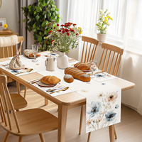 Ensemble de 4 sets de table floraux aquarelle, 12x18 pouces, napperons en lin à motifs de fleurs et de feuilles pour cuisine, salle à manger, intérieur, extérieur, décoration de fête à domicile