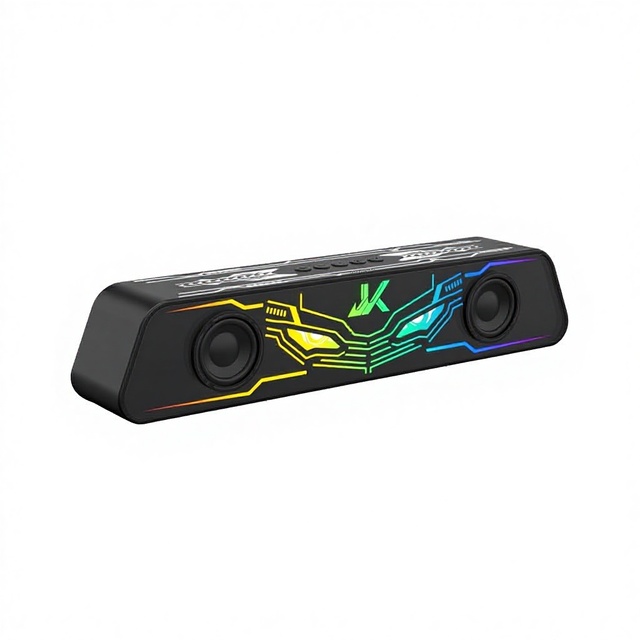 JK1263 Desktop Computer Passive Subwoofer Speaker RGB LED Lights 2 Speakers for Remote Control Plastic Housing High Volume
