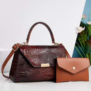 Conjunto de Bolsos con Estampado de Cocodrilo, Color Negro, Tamaño Mediano, Bolso de Hombro Individual, Uso Diario - Product Image 3
