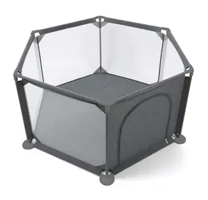 TS Safe and secure playpen suitable for toddlers with zip up door and breathable mesh baby play pen foldable