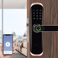Serrure à empreintes digitales WiFi Tuya, écran tactile, poignée de porte numérique biométrique sans clé pour portes en verre/bois/chambre/aluminium, Cloud