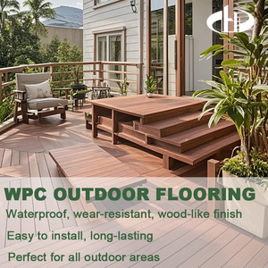 Planches <span class=keywords><strong>de</strong></span> terrasse en composite co-extrudé, aspect <span class=keywords><strong>teck</strong></span> foncé, pour parcs - Product Image 4