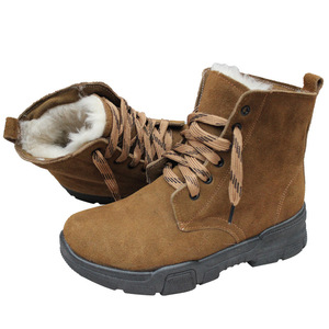Botas de nieve de invierno de corte medio para hombre, cálidas, de lana gruesa, con cordones delanteros, de color liso, de tacón medio, para exteriores - Product Image 2