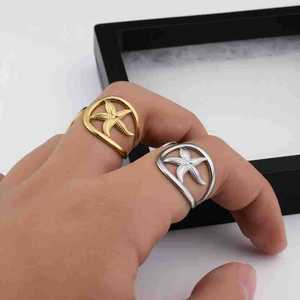 Innovative Unique Niche Design Starfish Ring Light Luxury Exquisite Unisex's Stainless Steel Rings Trendy Jewelry for Daily Wear - Product Image 1