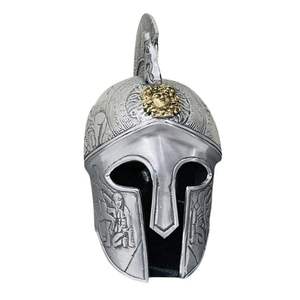 Casco Griego Antiguo Plateado 100% Premium con Escudo de León Grabado, Pieza de Arte Coleccionable de Acero Inoxidable - Product Image 1