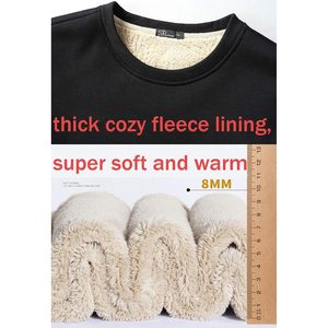 FOXA Men's Sherpa Lined Crewneck Sweatshirt Fleece Pullover Thermal Cotton Heavy <b>Weight</b> Warm Top - Product Image 6
