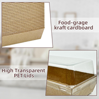 Boîtes d'emballage en papier jetables avec couvercle en plastique transparent pour affichage de sandwich et de pâtisserie écologique et pré-assemblé