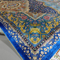 Tapis en soie persan bleu floral noué à la main 6x9, design cachemire fait main, pour la décoration du salon à Dubaï