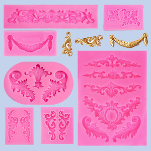 European Style Embossed Cake Trim Mold 8 Pieces Pink Fondant Chocolate Baking Decor Tool - Product Image 1