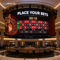 Mur d'écran LED panoramique incurvé P2.5 pour salle de jeu de roulette avec modules flexibles légers, installation fixe