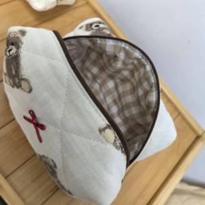 Borsa Cosmetica in Cotone con <span class=keywords><strong>Orsetto</strong></span> e Fiocco, Pronta Consegna, Beauty Case da Viaggio Trapuntato con <span class=keywords><strong>Orsetto</strong></span> e Fiocco - Product Image 3