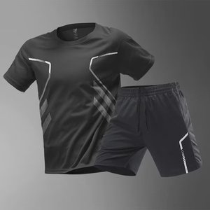 Conjunto Deportivo Personalizado para Hombre, Sublimado, de Seda de Hielo, Secado Rápido, Transpirable, Ligero, Pantalones Cortos para Correr, Camisetas de Entrenamiento - Product Image 2