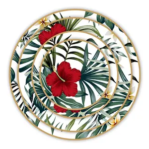 Exquisite Druck Bone China Dinner-Sets Serviert eller Keramik schale Blume Dinner-Set Luxus Blatt Teller Teller für die Hochzeit
