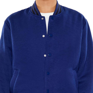 Men Stand Collar Fleece Breathable Eco-Friendly Winter Varsity Jacket Casual Outerwear OEM <b>Covered</b> <b>Button</b> Closure - Product Image 5
