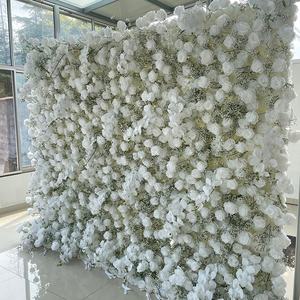 F79 Luxe 5D 7D Roll Up Zipper Floral Toile de Fond Panneau 8ft x 8ft Blanc Soie Artificielle Babys Souffle Fleur Mur pour <span class=keywords><strong>la</strong></span> Décoration de Mariage - Product Image 1