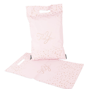 Bolsa de <span class=keywords><strong>Correo</strong></span> con Asa Diseño de Estrella Rosa y Agradecimiento 25.5*33+5+6cm Logo Personalizado Empaque de Ropa para Mensajería Polymailer - Product Image 1