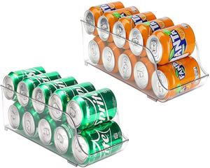 2 Packs Stackable Soda Beverage Canned Refrigerator Organizer Bins Clear Plastic Pantry Fridge Storage Rack BPA free