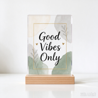 Panneau de table carré en acrylique transparent avec bordure givrée gravée |   Support d'affichage personnalisé pour logo d'entreprise
