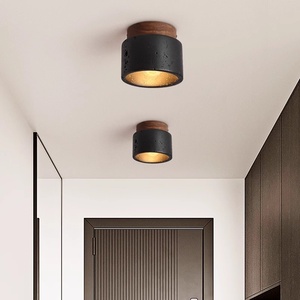 <span class=keywords><strong>Plafonnier</strong></span> de couloir en <span class=keywords><strong>bois</strong></span> minimaliste nordique lampe à LED Normcore en travertin noir pour éclairage de balcon d'entrée - Product Image 4