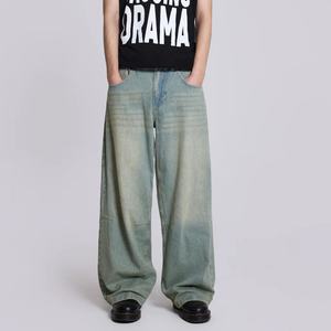 Pantalon Jean Homme Ample Coupe Large Bleu Délavé Style Vintage Streetwear Personnalisé Prix de Gros Mode - Product Image 5