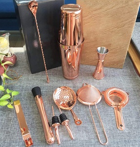 CAMOL FACTORY Premium Custom 11 Stück Edelstahl Barkeeper Kit Gewichtete Boston Cocktail Shaker Herstellung <span class=keywords><strong>Set</strong></span> Rosé<span class=keywords><strong>gold</strong></span> - Product Image 6