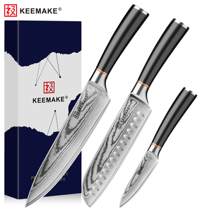 Juego de Cuchillos Damasco KEEMAKE, Acero VG10, 3 Piezas, Juego de Cuchillos de <span class=keywords><strong>Chef</strong></span> Japoneses, Cuchillos de Cocina Profesionales con Corte Afilado - Product Image 1