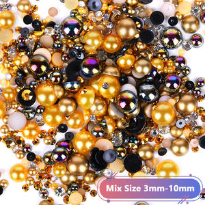 Juli, venta al por mayor, pinza de pelo de plástico, perlas, botón plano brillante, 6mm, ABS suelto, cuentas de perlas de imitación semiredondas para decoración de bolsos - Product Image 1