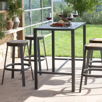 Ensemble de tabourets de bar noirs, meubles de bar de patio, table de bar et chaises pour 4 personnes