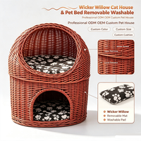 Nichoir pour animaux de compagnie en saule tressé à la main, quatre couleurs, avec coussin amovible et lavable, respirant toutes saisons, pour chats et chiens, en vente