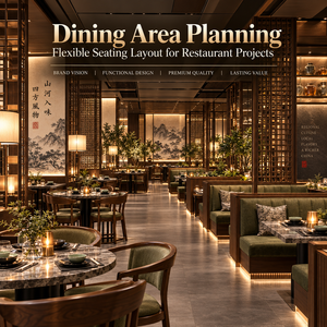 Aménagement clé en main de stand de restauration sur mesure avec comptoir en marbre, cloison et présentoir pour restaurant de cuisine chinoise haut de gamme - Product Image 1