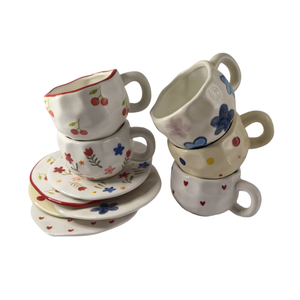 Irregular <b>Ceramic</b> <b>Cups</b>, Hand Printed <b>Ceramic</b> Mugs, Unique Patterns, Each <b>Cup</b> Is Handmade for Drinking Coffee, Tea, and Milk - Product Image 6