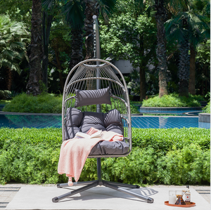 Modern Portable Outdoor Hanging Chair with Stand Fabric Swing Chair for Patio & Garden - Product Image 3