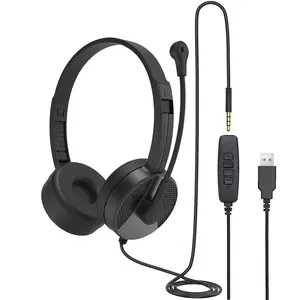 Noise cancelling Monaural Call center headset with QD connecting to USB, DC, RJ9, RJ11 ADAPTOR for office or telemarket