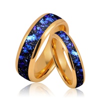 Bague nébuleuse en tungstène noir, bague de couple
