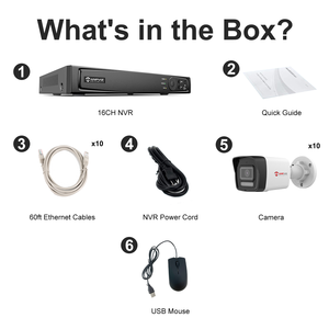 Stock US, livraison gratuite : Système de caméra bullet IP67 POE 5MP (10 pièces) avec NVR 16 canaux et disque dur, détection humaine et véhicule, double éclairage intelligent - Product Image 3