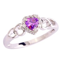 Bague Cœur en Zircon Cubique pour Femme, Plaqué Or Laiton, Diamants CZ Multicolores, Bagues de Fiançailles, de Mariage et de Promesse, Bijoux en Gros