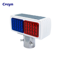 Luz de Señalización de Tráfico LED Intermitente de Doble Cara Roja y Azul, Baliza Estroboscópica, Lámpara de Advertencia Solar